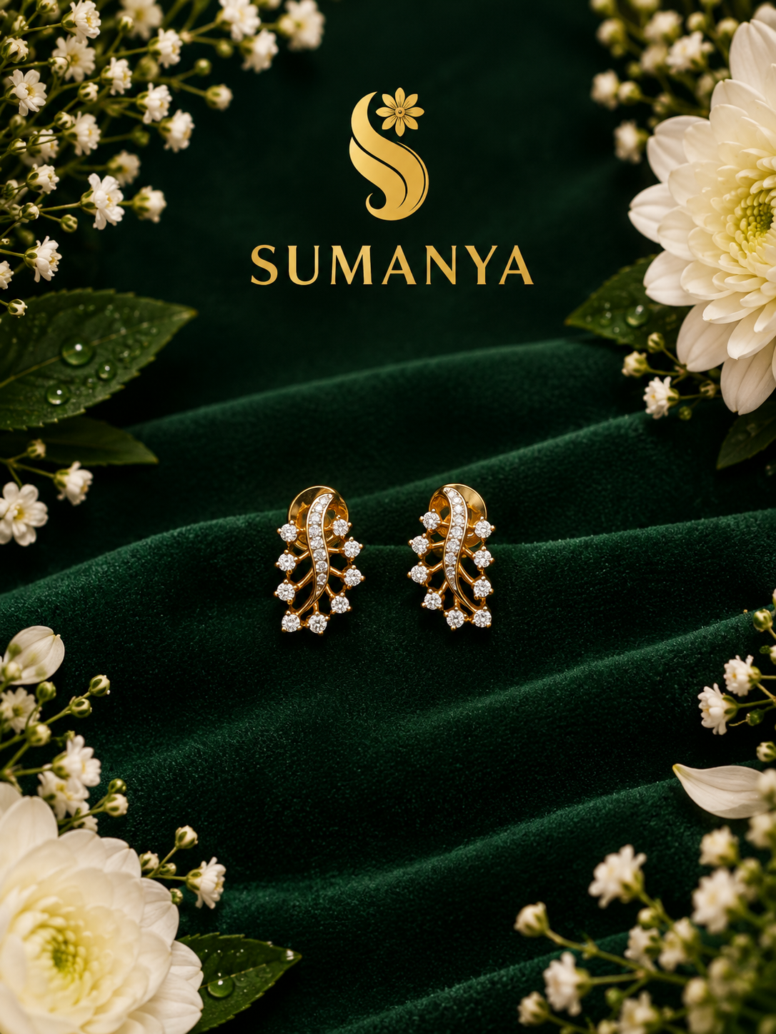 Floral motif diamond studs